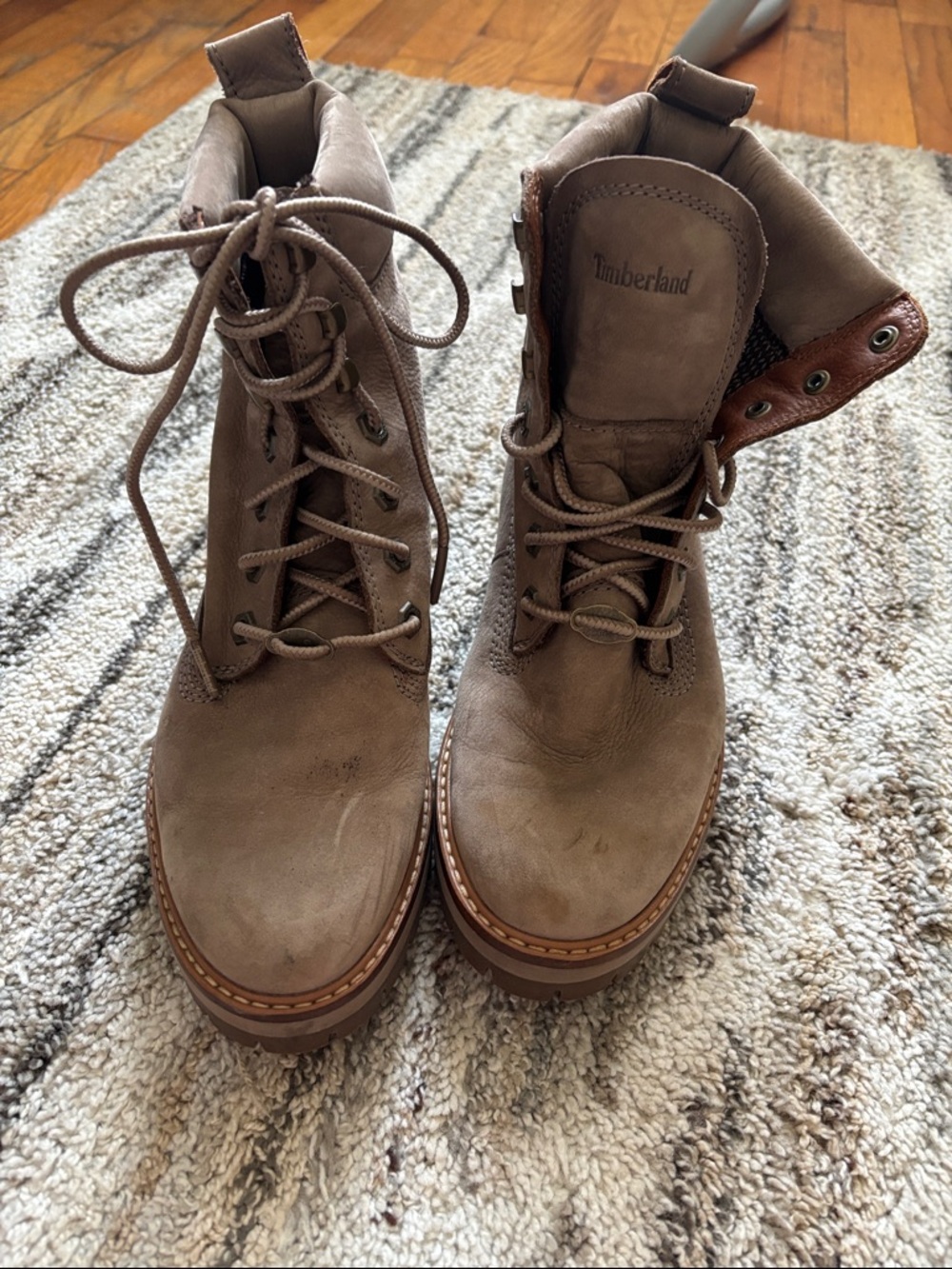 Timberland Taupe/Natural Leather Lace-Up Boots
